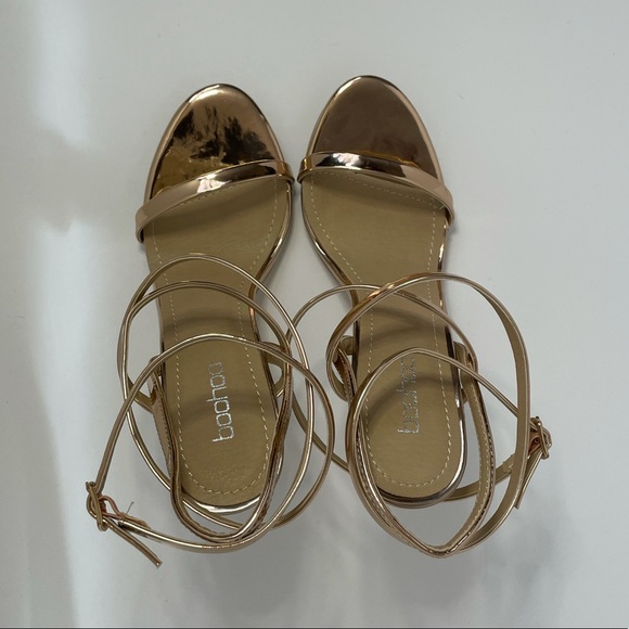 ✨BOOHOO Rose Gold 🌹Strappy Heels 👠 Size 8 - Picture 4 of 8